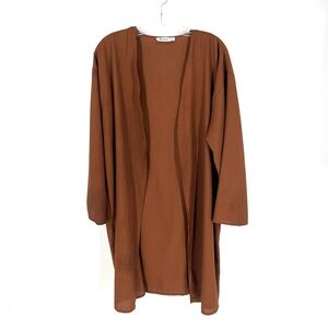 Tavin Kimono Long Open Front Cardigan Rust Brown